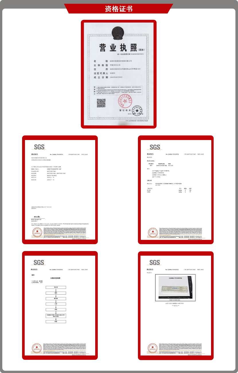 合金低熔點伍德合金營業(yè)執(zhí)照及SGA環(huán)保報告證書